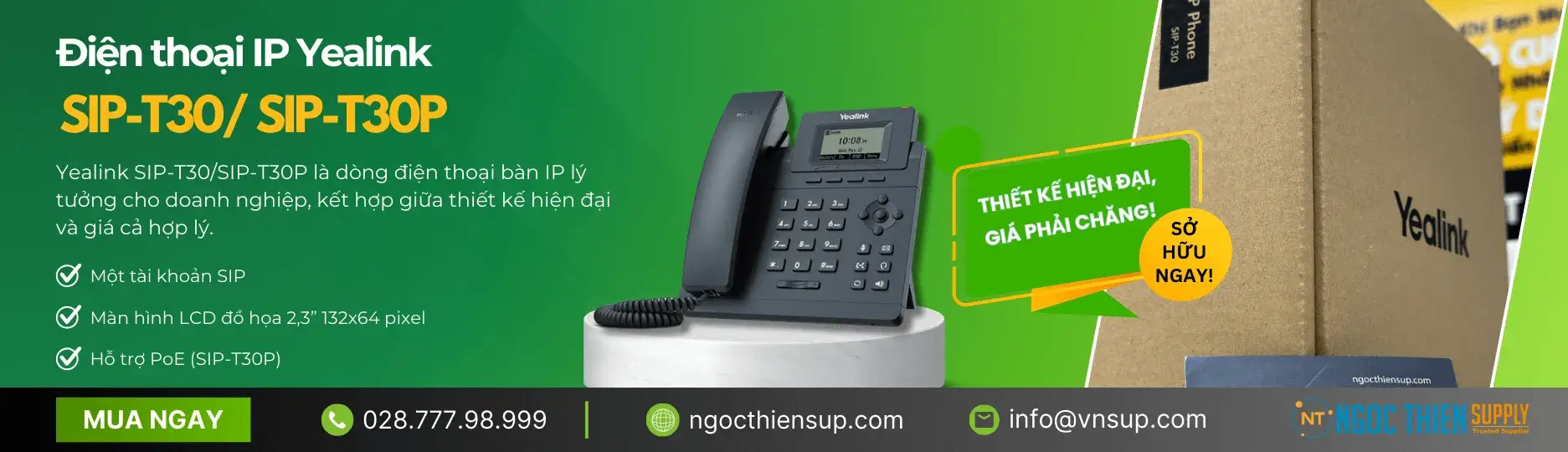 Cung cấp điện thoại IP yealink SIP T-30 chinha hãng, giá rẻ