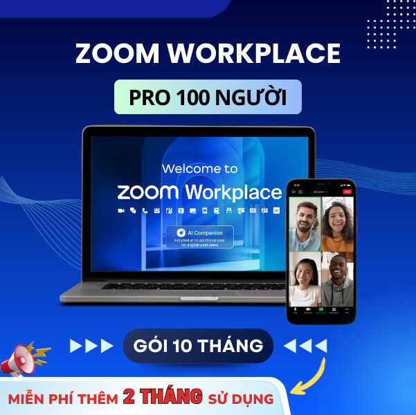 Bản quyền phần mềm Zoom Pro 100 người [Gói 10 tháng]