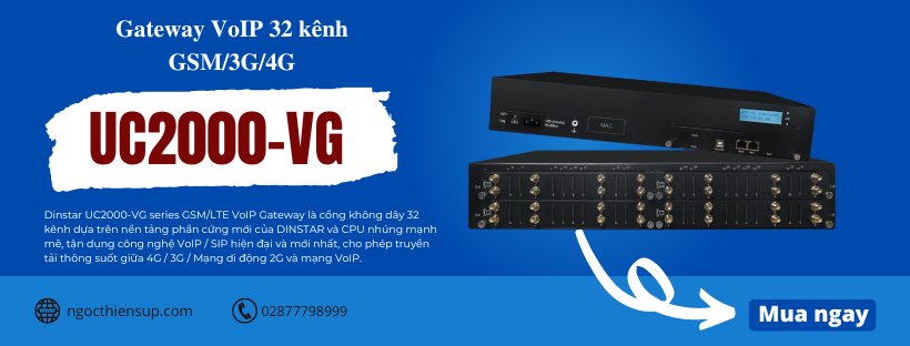 Gateway VoIP 32 kênh GSM/3G/4G Dinstar UC2000-VG